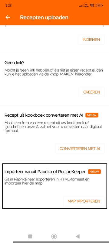 Export Recipes page of Recipe Keeper
